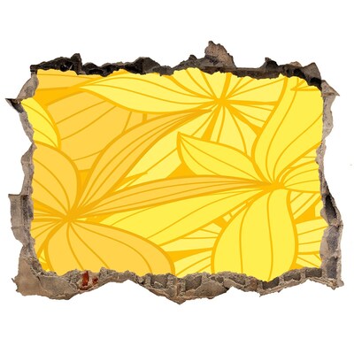 Nálepka 3D díra na zeď Díra ve zdi s květinovým motivem