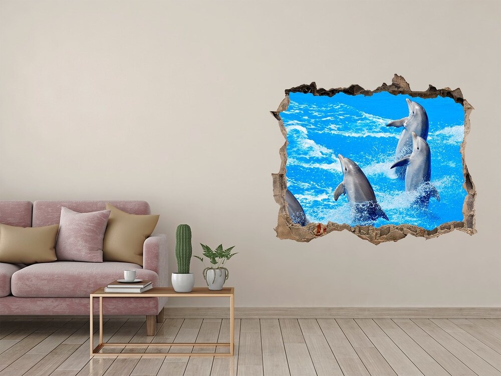 Díra 3D fototapeta na stěnu nálepka Delfíni