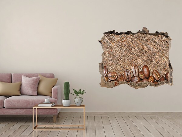 Nálepka 3D díra Káva v rozbité zdi