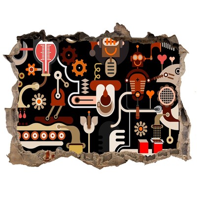 Díra 3D fototapeta nálepka Futuristický svět robotů