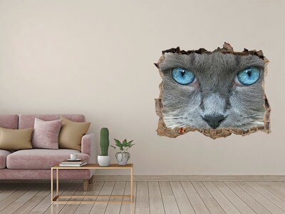 Díra 3D fototapeta na stěnu Koška modré oči
