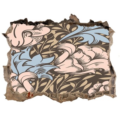 Nálepka 3D díra na zeď Díra ve zdi Květinový vzor