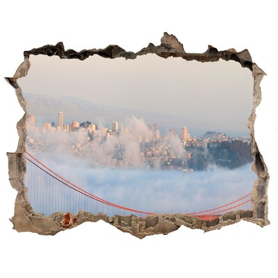 Fototapeta díra na zeď 3D Most Golden Gate v oblacích