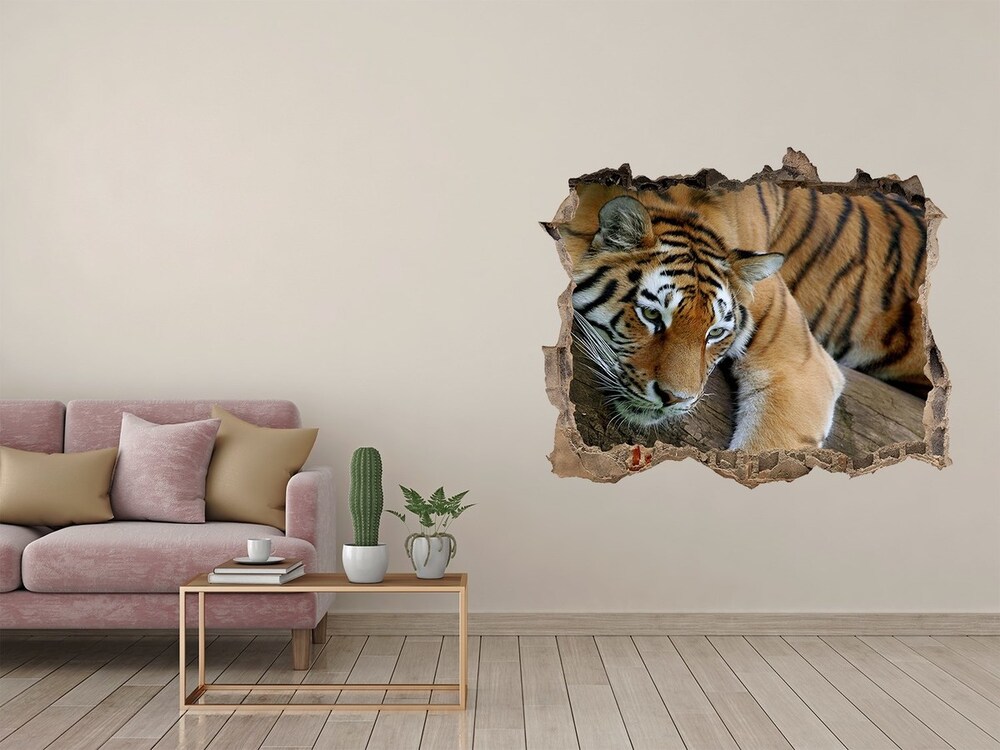 Díra 3D fototapeta nálepka Tygr na stromě
