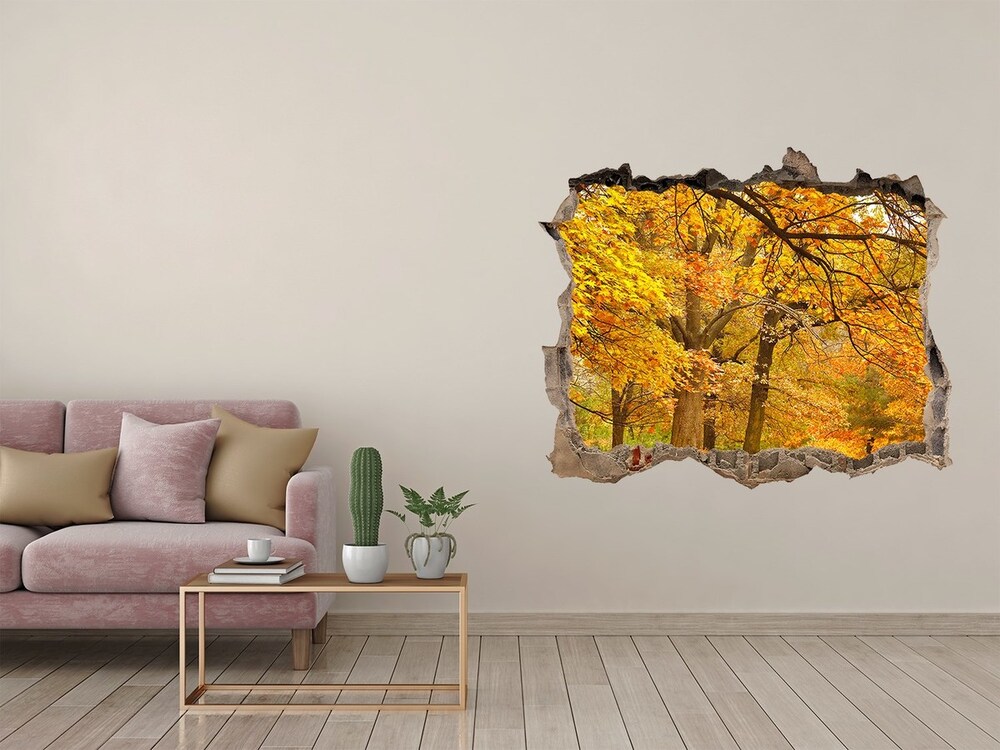 Díra 3D ve zdi nálepka Podzim v parku