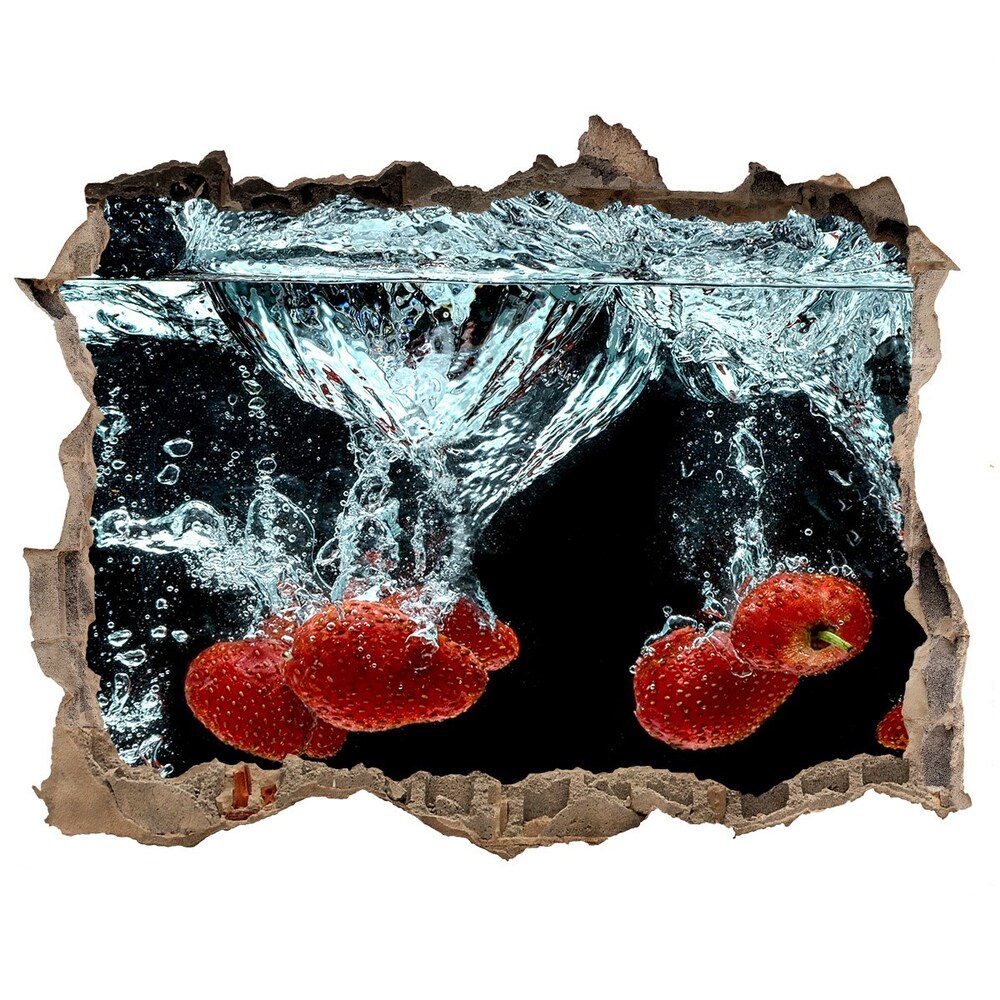 Nálepka 3D díra Jahody pod vodou