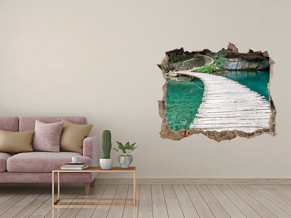 Díra 3D ve zdi nálepka Plitvická jezera