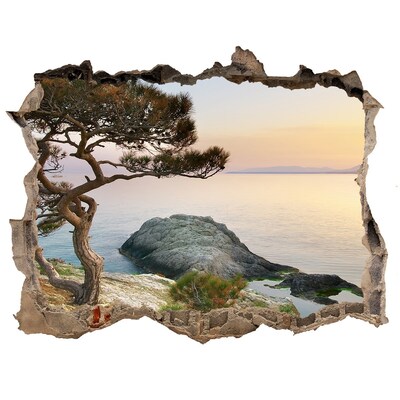 Díra 3D ve zdi nálepka Strom nad mořem