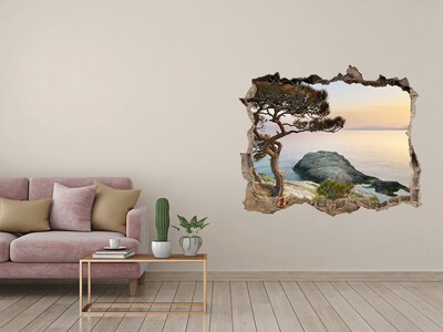 Díra 3D ve zdi nálepka Strom nad mořem