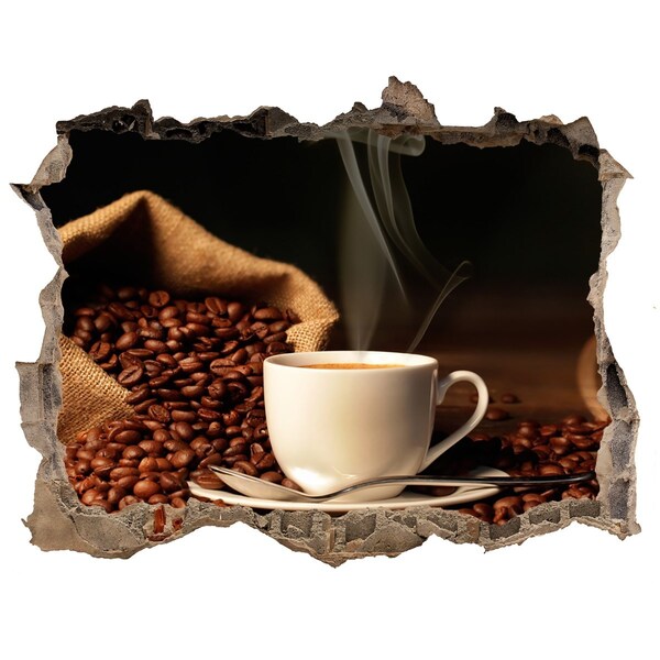 Nálepka 3D díra Káva v srdci zrn