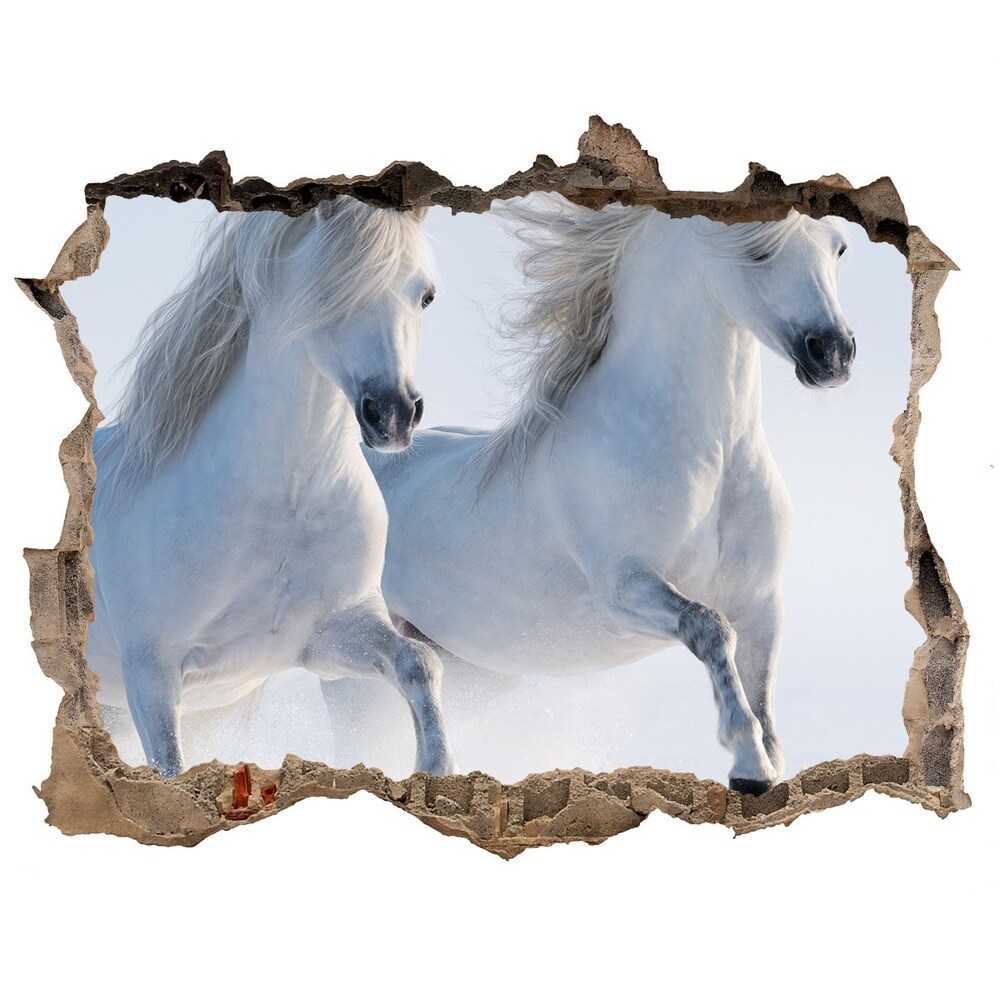 Díra 3D fototapeta na stěnu Dva koně ve sněhu