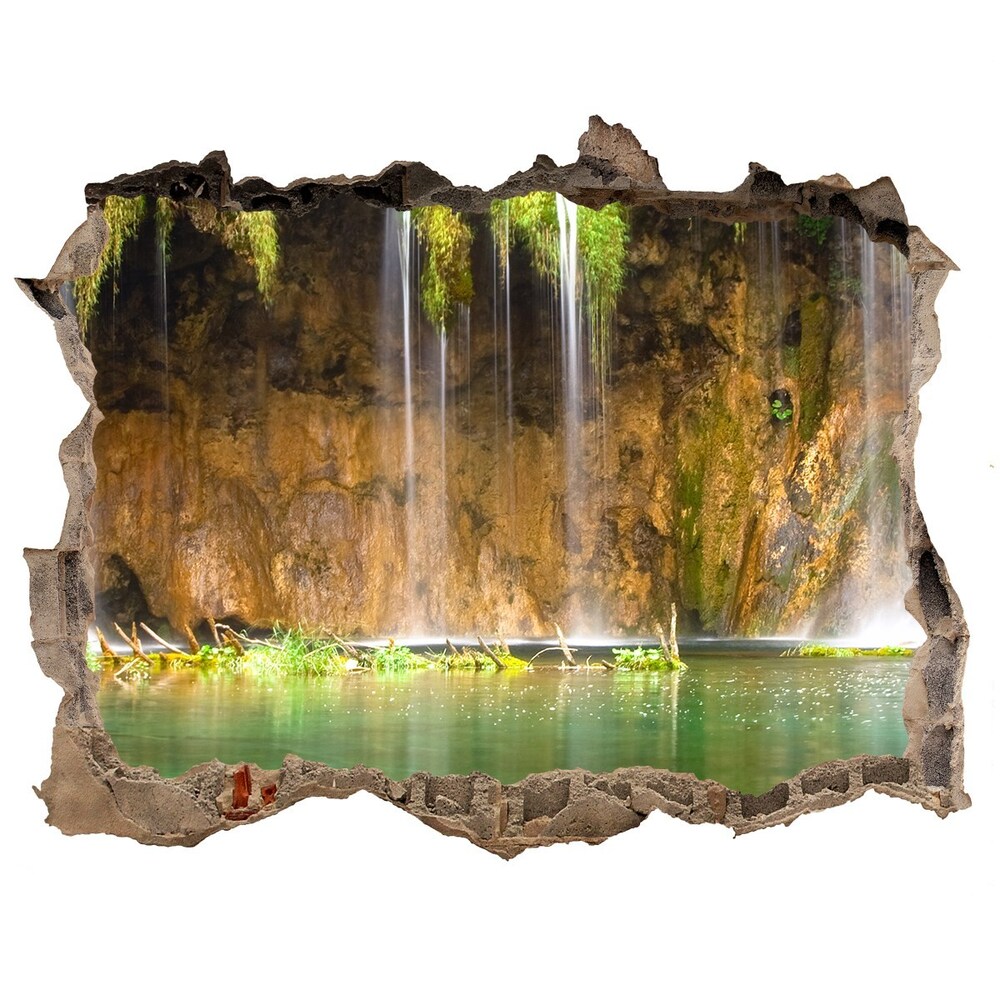 Díra 3D ve zdi nálepka Plitvická jezera