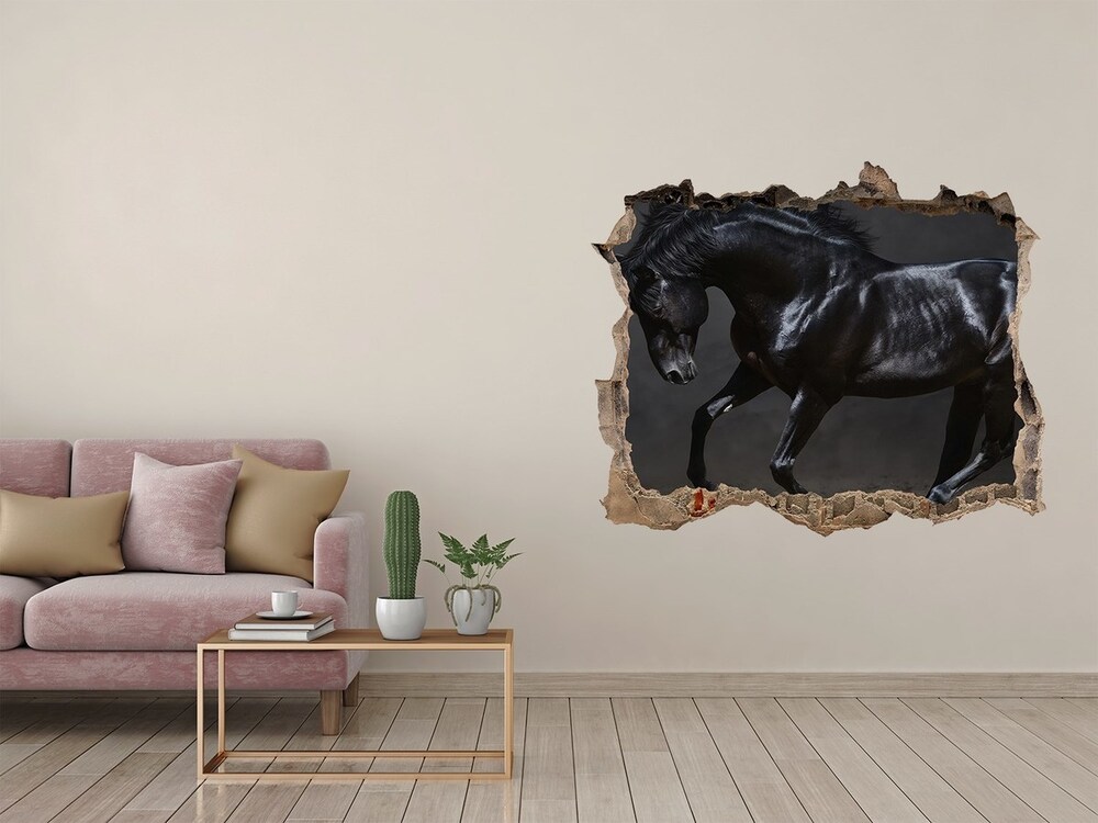 Díra 3D fototapeta na stěnu Černý kůň