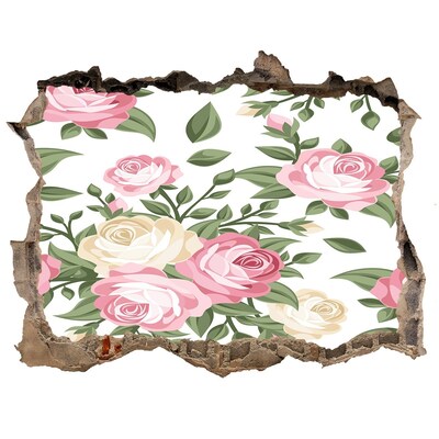 Nálepka 3D díra na zeď samolepící Díra ve zdi Květinová zahrada