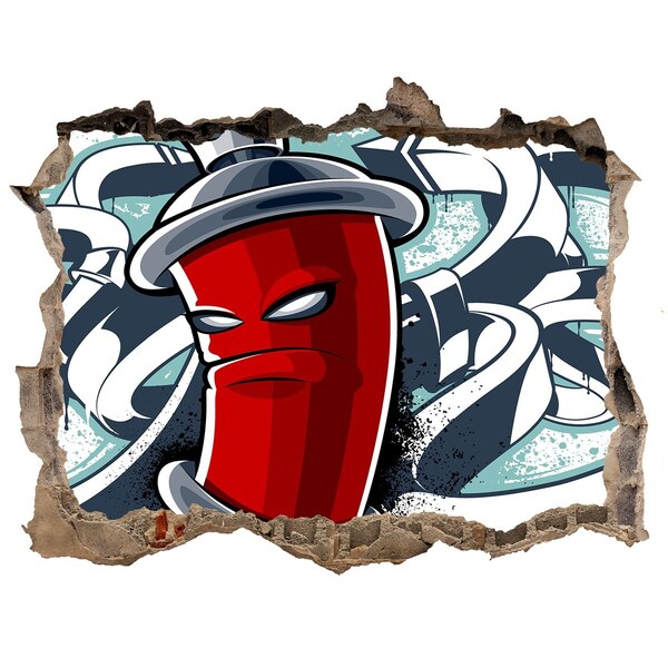 Foto fotografie díra na zeď Červený hrnek s graffiti