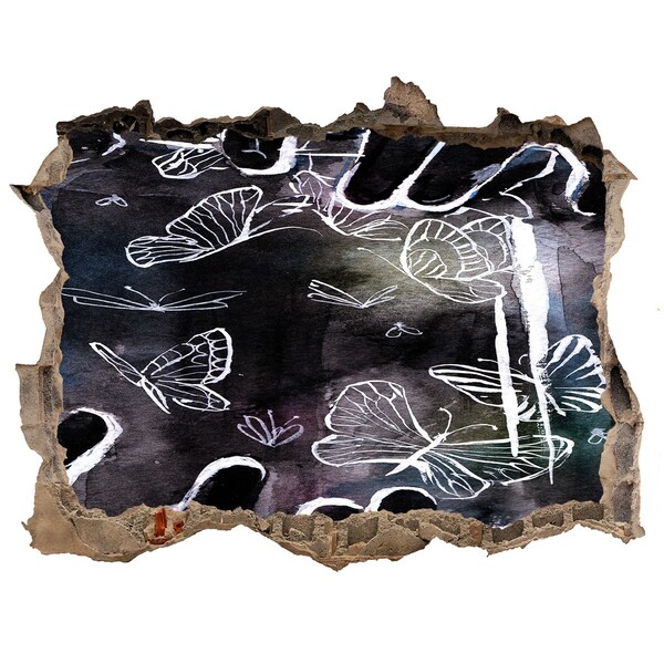 Díra 3D fototapeta nástěnná Motýli v magickém prostoru