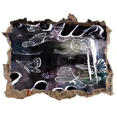 Díra 3D fototapeta nástěnná Motýli v magickém prostoru