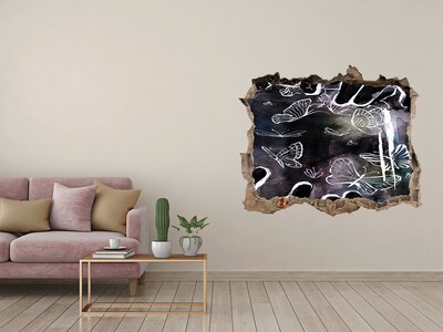 Díra 3D fototapeta nástěnná Motýli v magickém prostoru