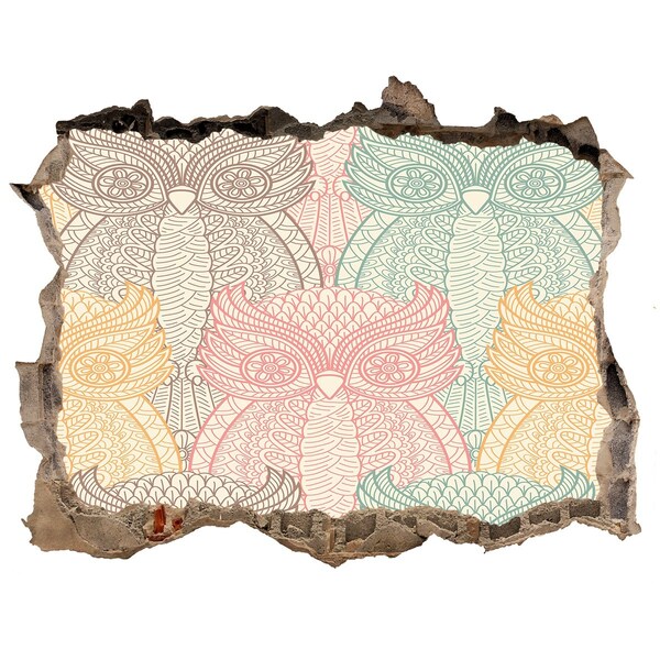 Díra 3D fototapeta nálepka Okřídlené sovy na kamenném pozadí