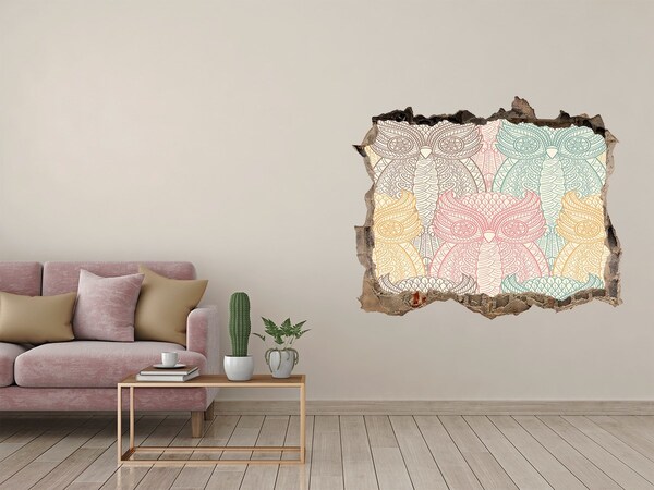 Díra 3D fototapeta nálepka Okřídlené sovy na kamenném pozadí