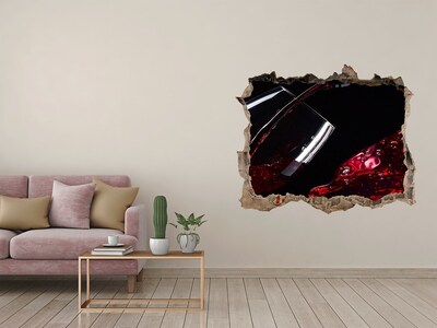 Nálepka 3D díra na zeď Červené víno