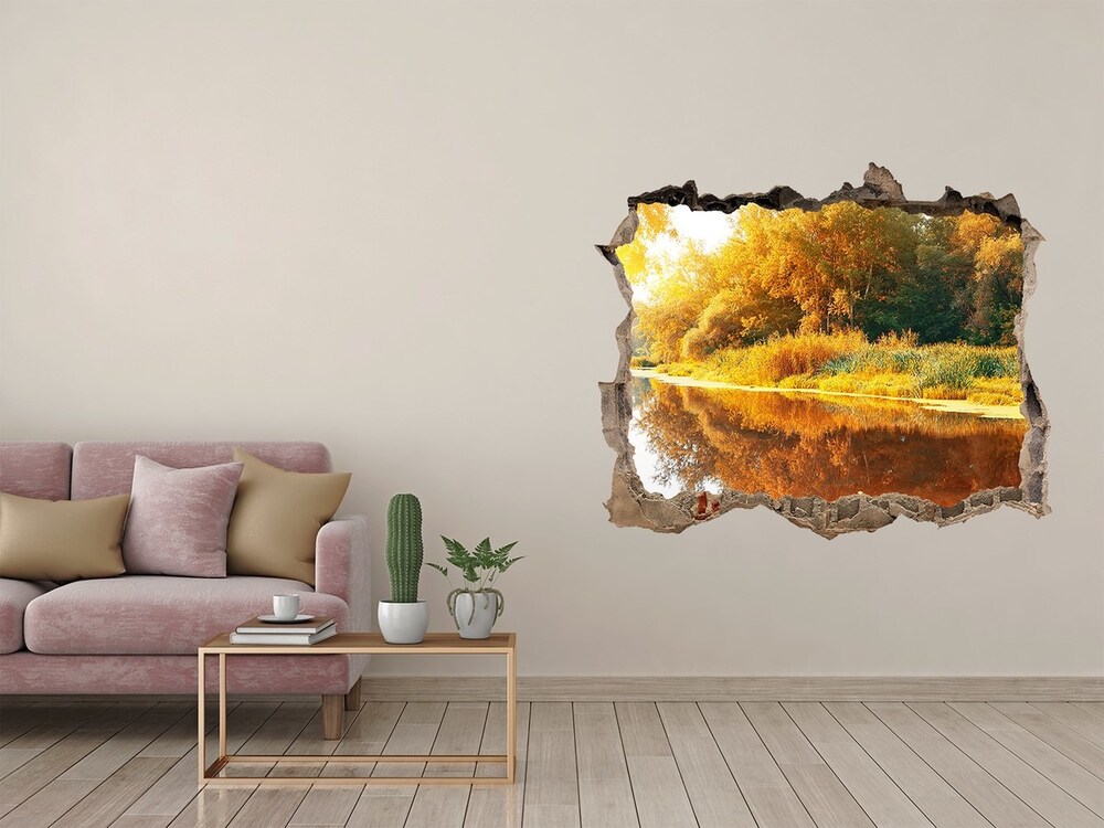 Díra 3D ve zdi na stěnu Řeka podzim