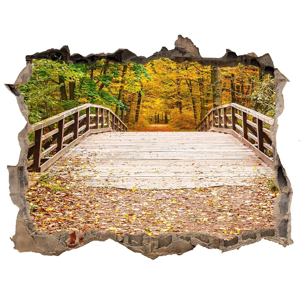 Nálepka fototapeta 3D Most v lese podzim