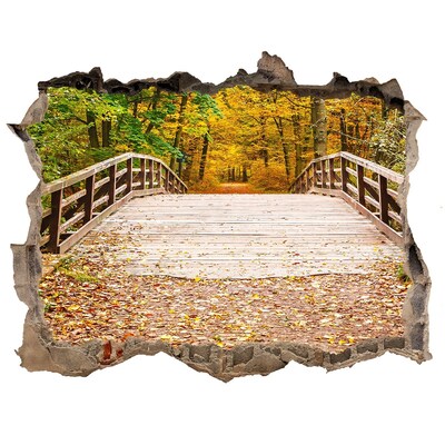 Nálepka fototapeta 3D Most v lese podzim
