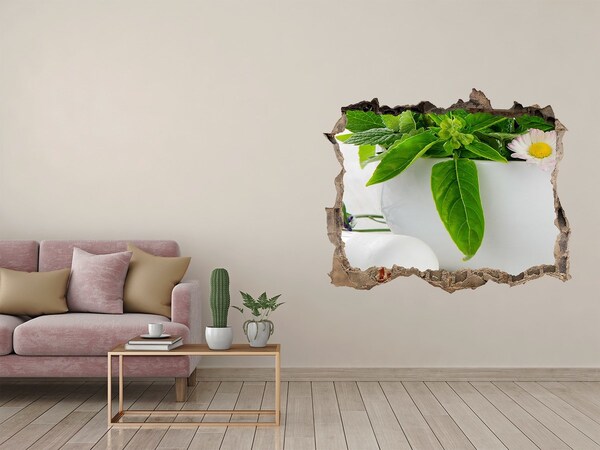 Nálepka 3D díra na zeď Zelená vegetace v poškozené zdi