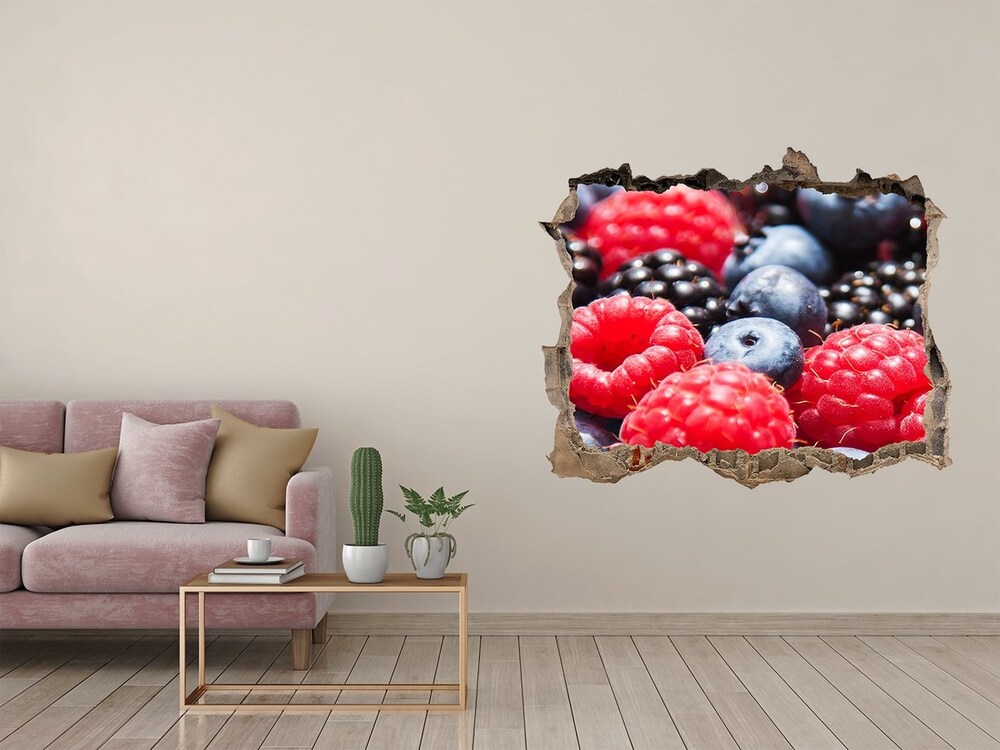 Nálepka 3D díra na zeď Lesní ovoce
