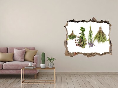 Nálepka díra na zeď beton Bylinkový koutek v kuchyni