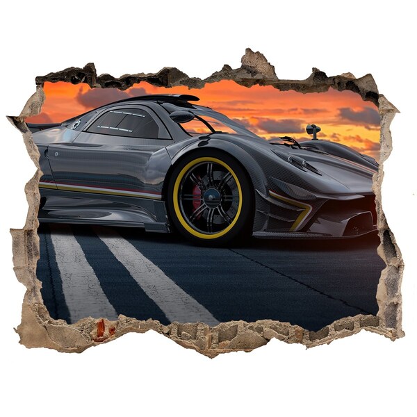 Foto fotografie díra na zeď Závodní auto na trati