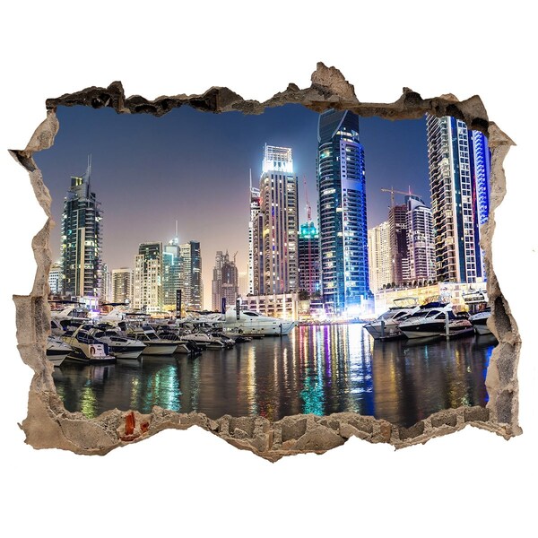 Fototapeta díra na zeď 3D Dubaj noc