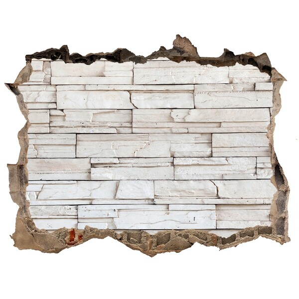 Díra 3D fototapeta na stěnu Poškozená zeď s kamennou úpravou