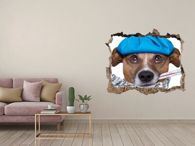 Díra 3D fototapeta na stěnu Nemocný pes