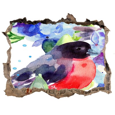 Díra 3D fototapeta nálepka Pták v barevné kompozici