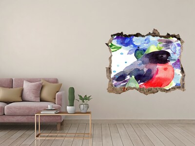 Díra 3D fototapeta nálepka Pták v barevné kompozici