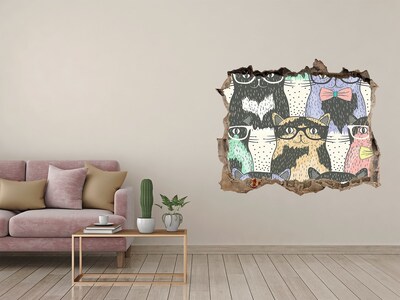 Díra 3D fototapeta nálepka Kočky s brýlemi