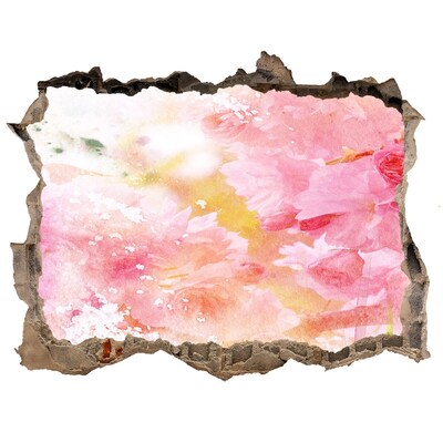 Díra 3D fototapeta nálepka Květinová krajina za dírou ve zdi