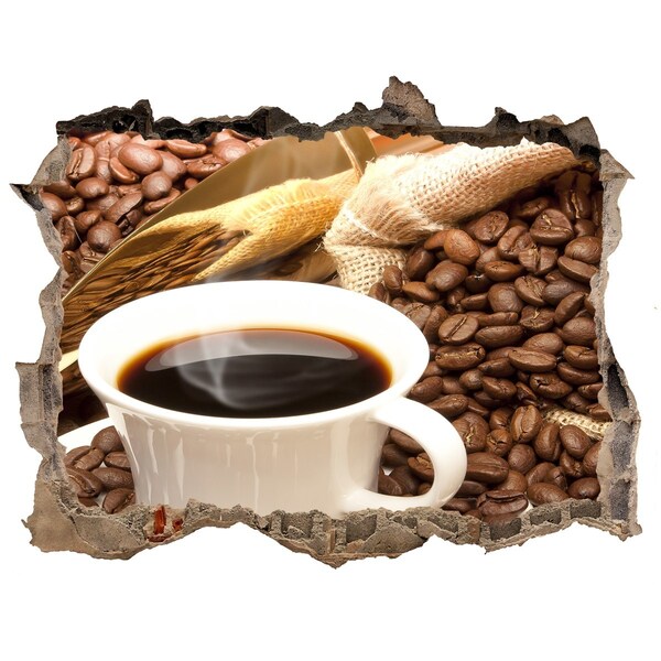 Nálepka 3D díra na zeď Káva se zrny