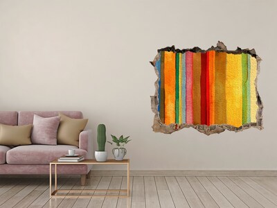 Díra 3D fototapeta nálepka Barevné pruhy v poškozené zdi