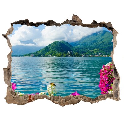 Nálepka fototapeta na zeď Květiny nad jezerem