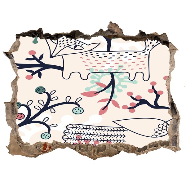 Díra 3D fototapeta nálepka Květinový vzor s prvky přírody