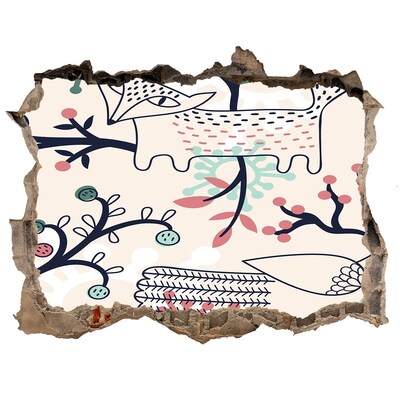 Díra 3D fototapeta nálepka Květinový vzor s prvky přírody