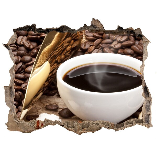 Nálepka 3D díra Káva v srdci přírody