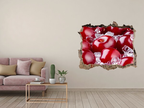 Nálepka 3D díra Šťavnaté třešně na ledě