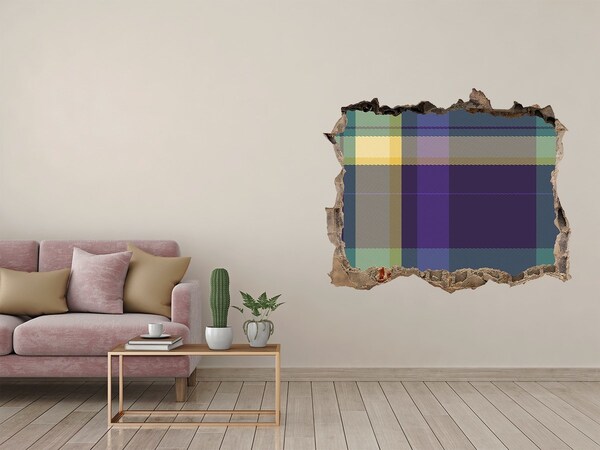 Díra 3D fototapeta nálepka Kostkovaný vzor na zdi