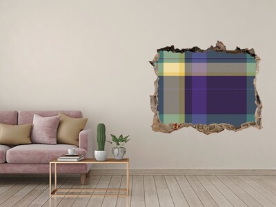 Díra 3D fototapeta nálepka Kostkovaný vzor na zdi