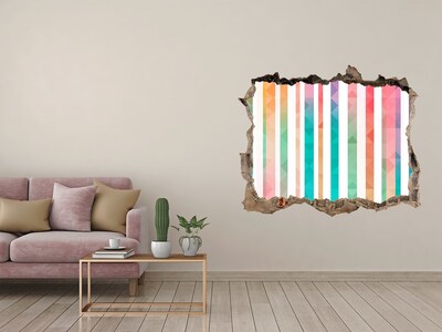 Díra 3D fototapeta nálepka Barevná geometrie za dírou ve zdi