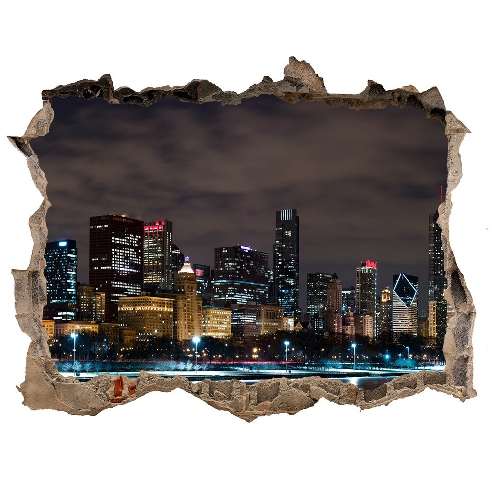 Fototapeta díra na zeď 3D Chicago noc